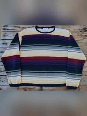 vintage 90's Talbots striped chunky knit sweater made in USA